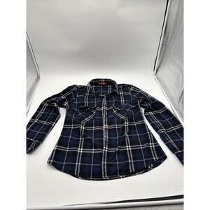 Love‎ Tree Flannel Button Down Shirt Size Medium Blue Long Sleeve Mens